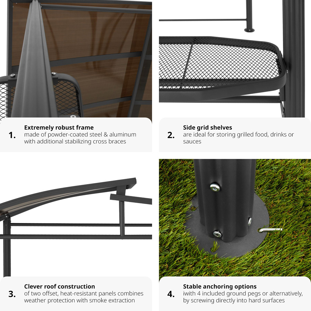 tectake Asado Grey BBQ Shelter 240 x 150 x 234cm Image 5