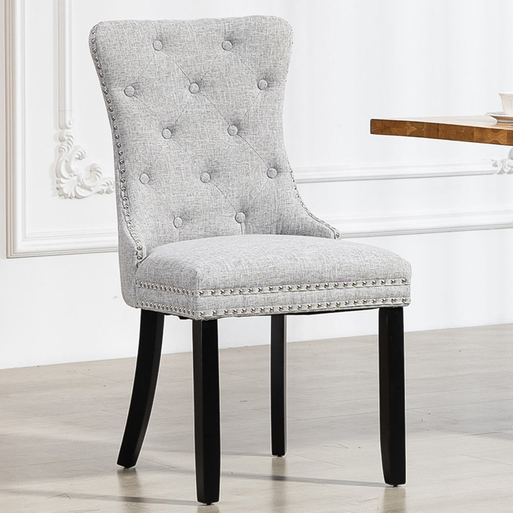 Artemis Home Rivara Set of 2 Light Grey Fabric Dining Chair Image 1