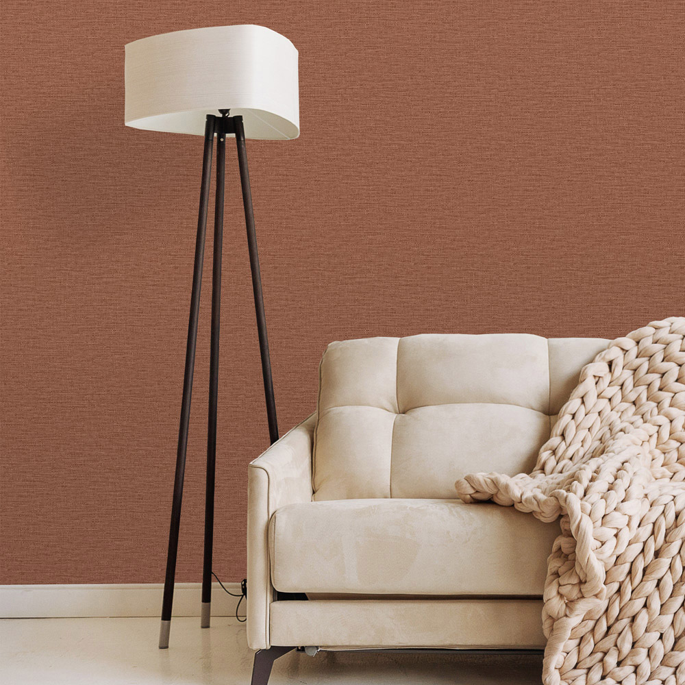Grandeco Telma Slubbed Fabric Hessian Textured Luxury Chilli Red Wallpaper Image 3