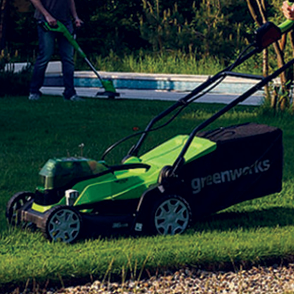 Greenworks 48V 36cm Cordless Lawn Mower Plus 24V 25cm Line Trimmer Image 9