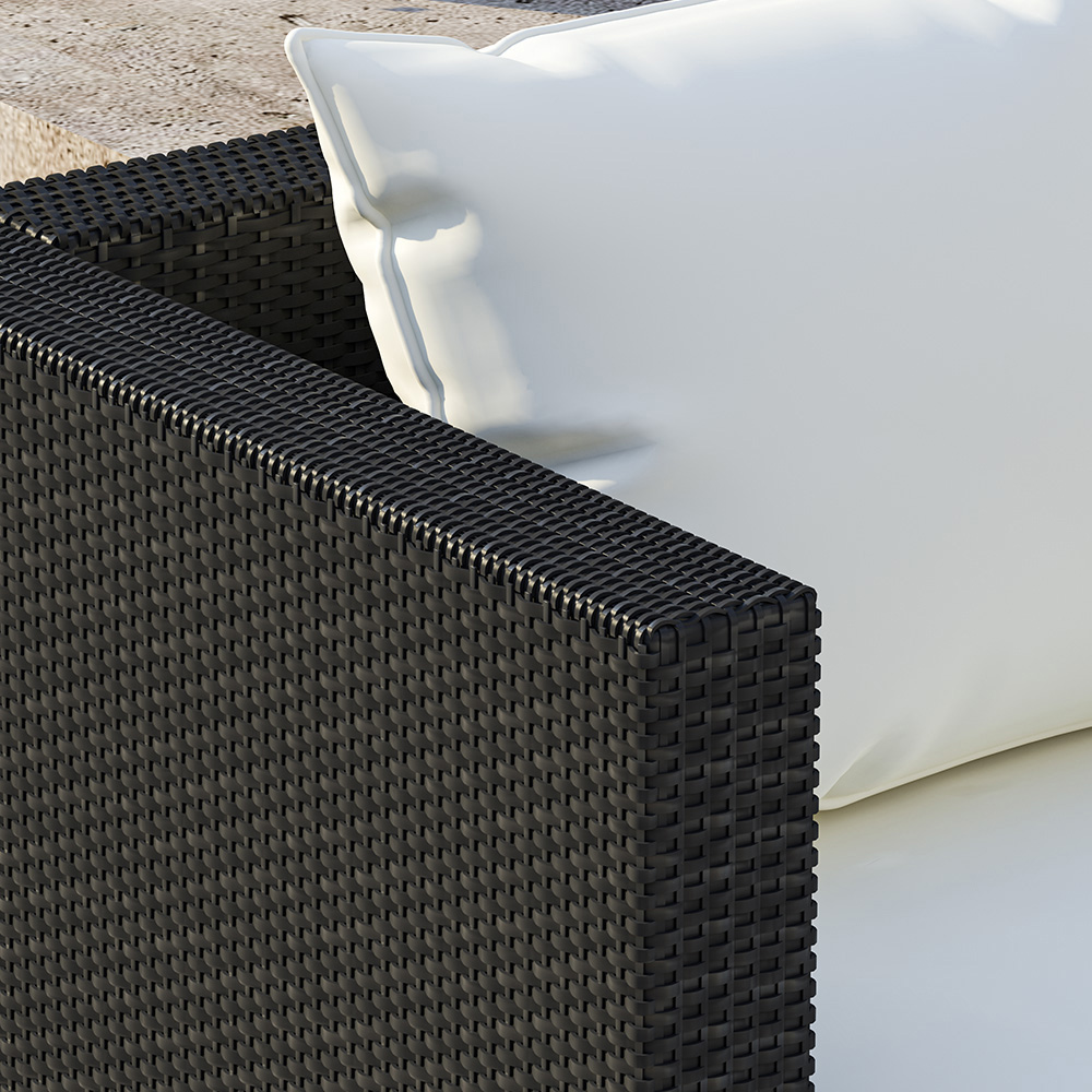 Rattrix 5 Seater Black Rattan Modular Garden Corner Sofa Set with Cushion Image 5