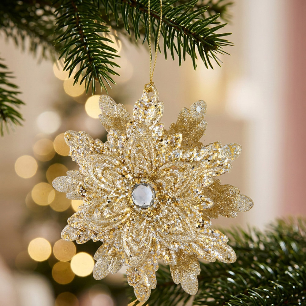 Glitter Snowflake Hanging Decoration Image 5