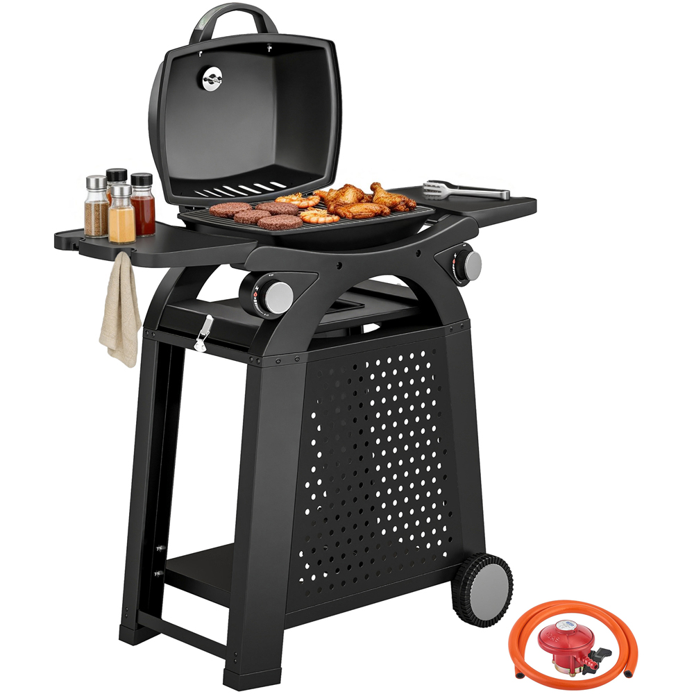 Outsunny 2-in-1 2 Burner Gas BBQ with Cast Iron Grates Image 3