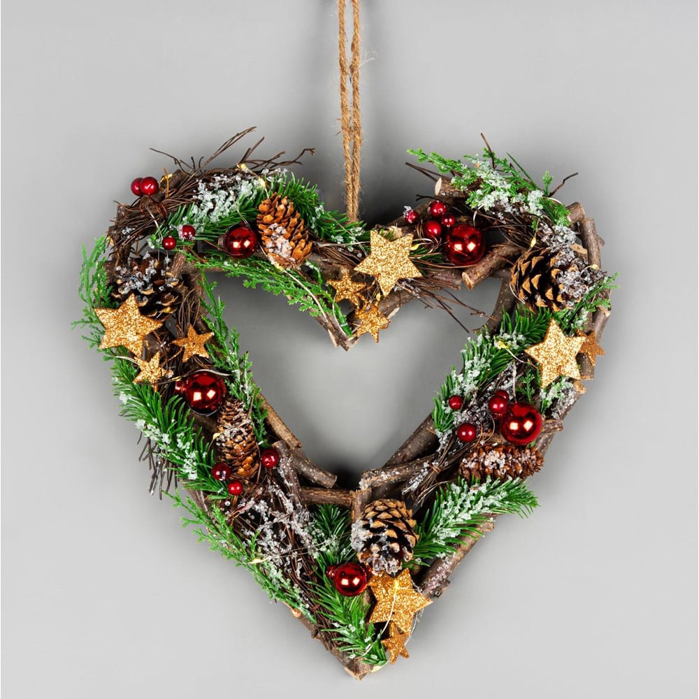 Shatchi Pre-Lit Heart Wreath 30cm Image 4
