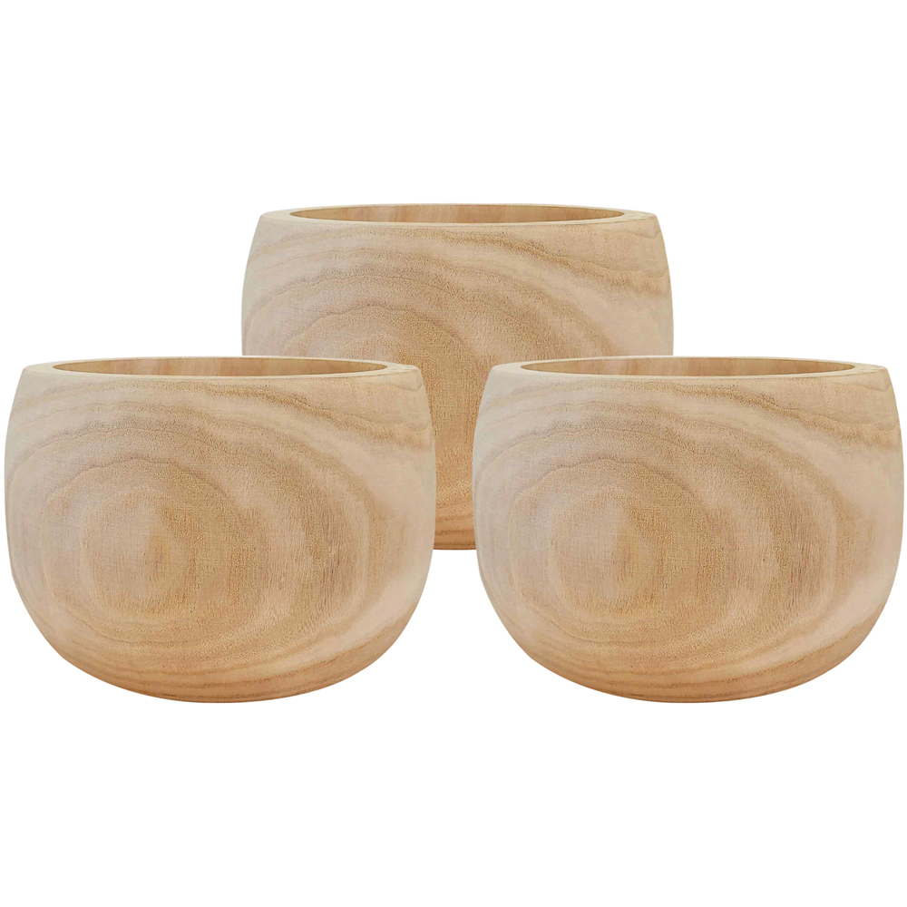 LECHUZA Hortico Eco Wooden Round Indoor Plant Pot 15 x 23cm 3 Pack Image 1