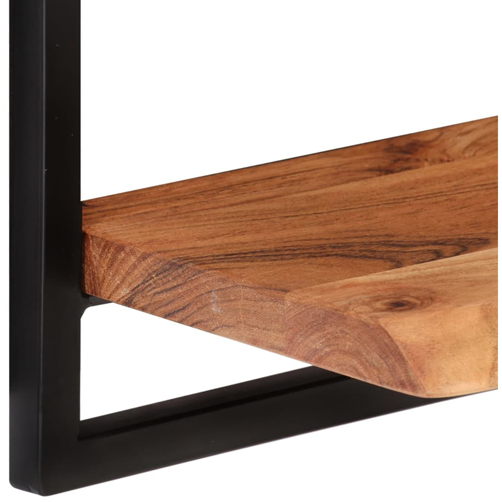 vidaXL 40 x 24 x 35cm Set of 2 Solid Wood Acacia and Steel Wall Shelf Image 2