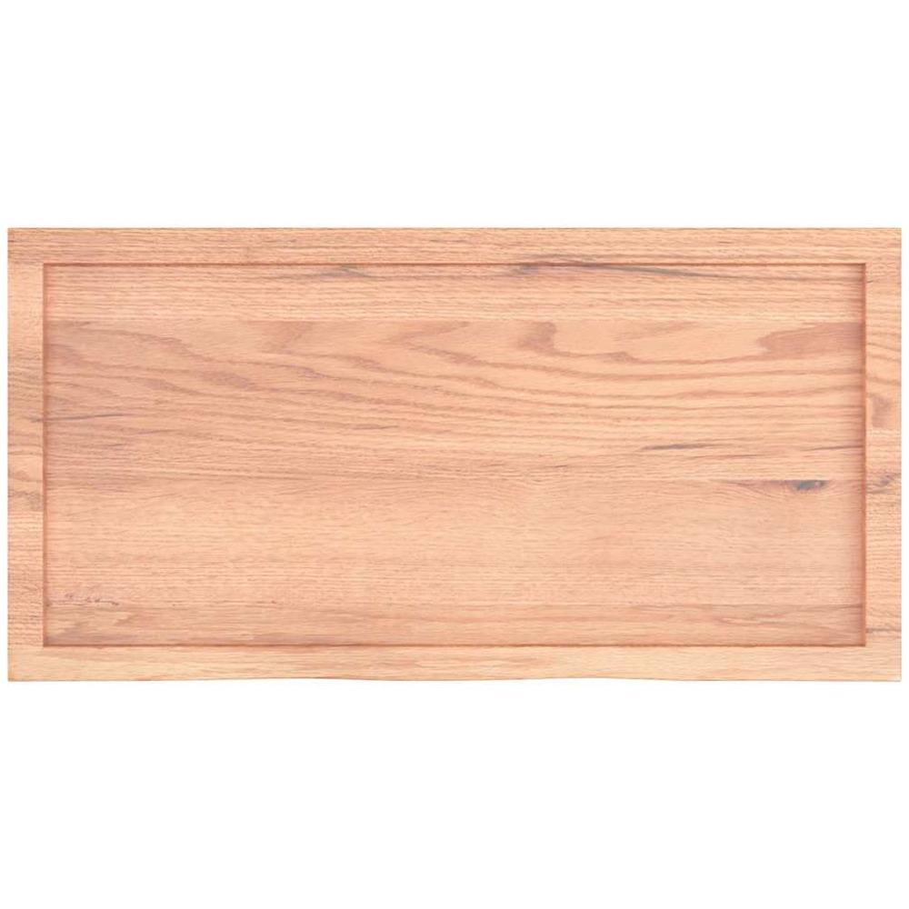 vidaXL 100cm Light Brown Treated Solid Oak Wood Floating Wall Shelf Image 5