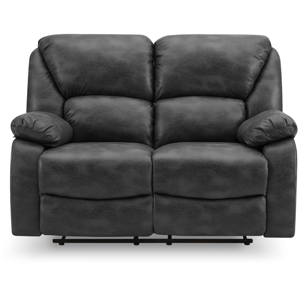 Home Detail Enoch 2 Seater Black Faux Leather Manual Recliner Sofa Image 3
