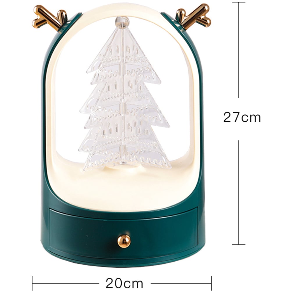 Living and Home Single Drawer Green Christmas Tree Desktop Jewellery Cabinet Image 8