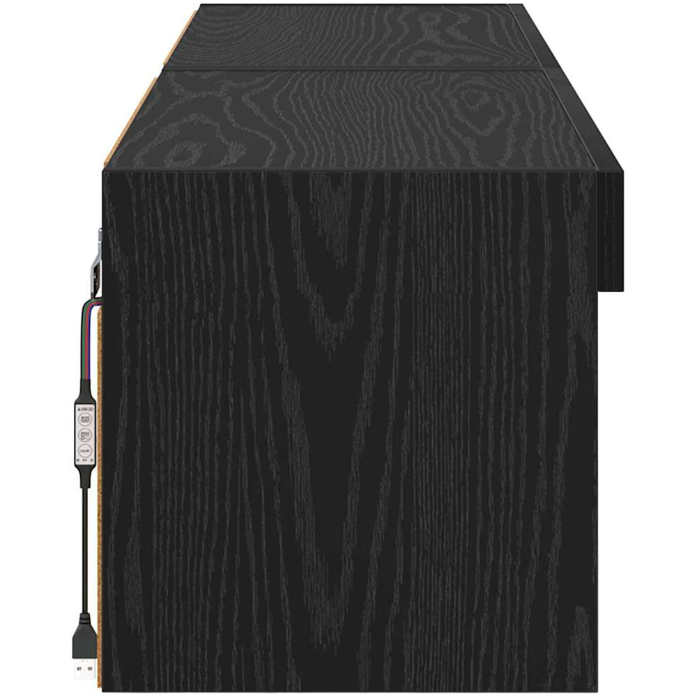 vidaXL Single Shelf Black Oak TV Cabinet with LED Lights Set of 2 Image 8