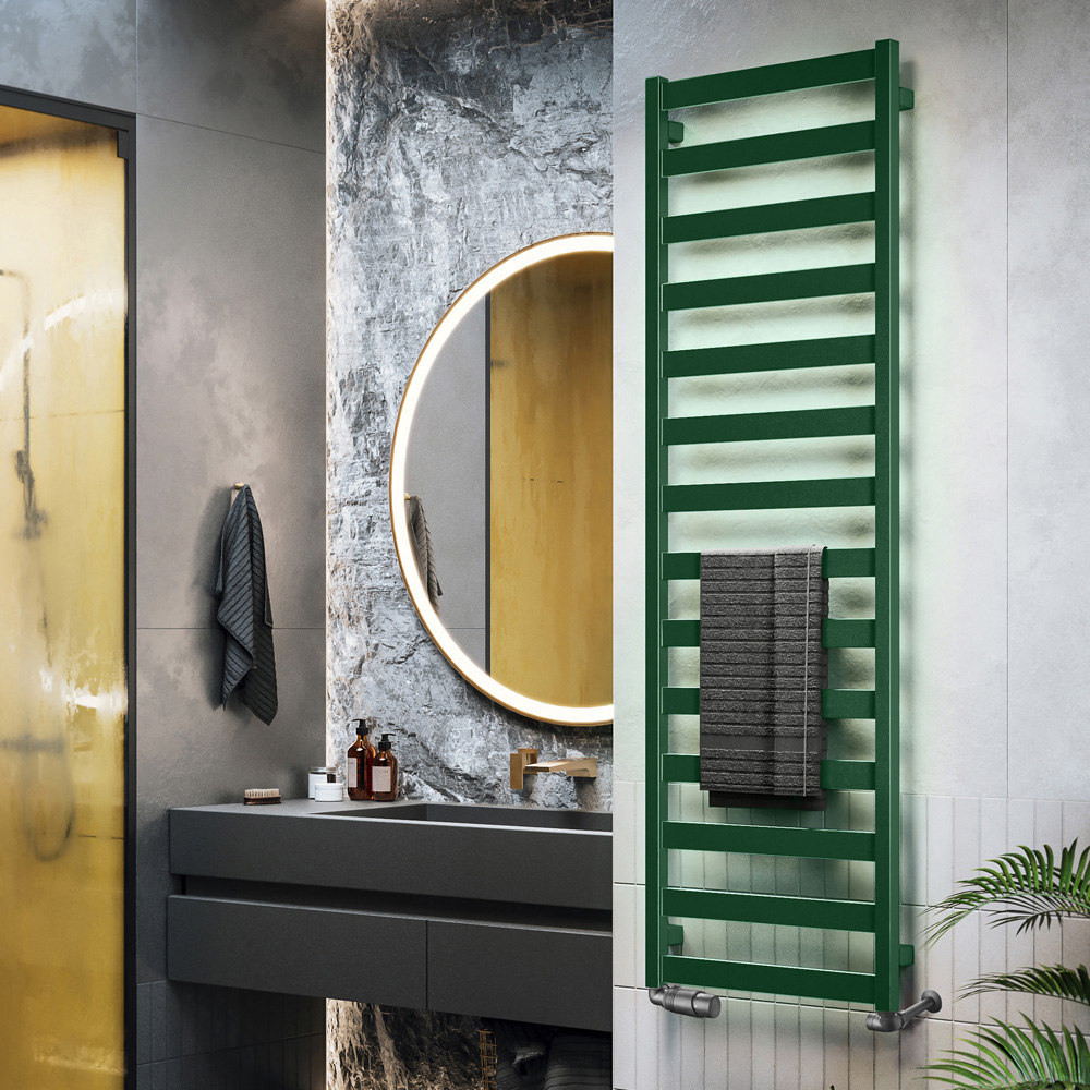 Terma Vivo Matt Green Heated Towel Rail 2019 BTU 1630 x 500mm Image 2