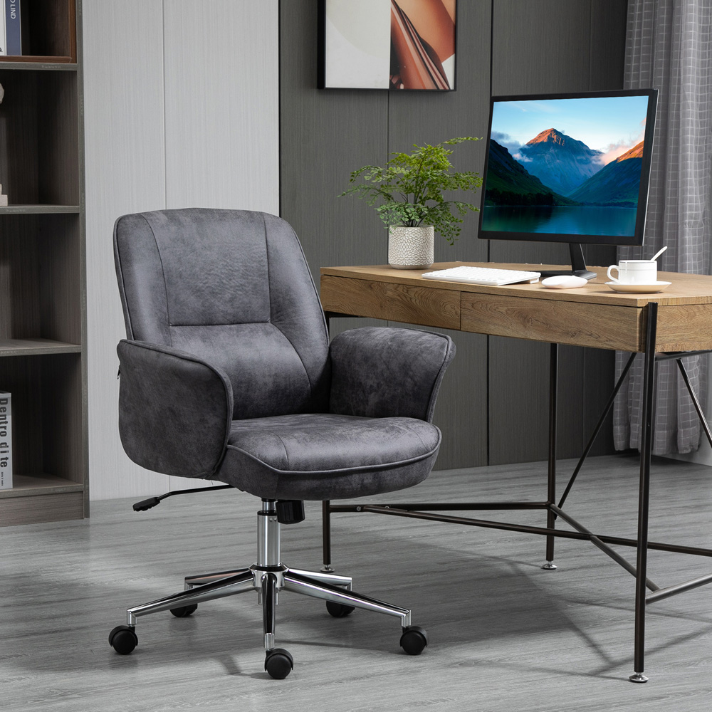 Portland Charcoal Grey Microfiber Swivel Office Chair Image 7