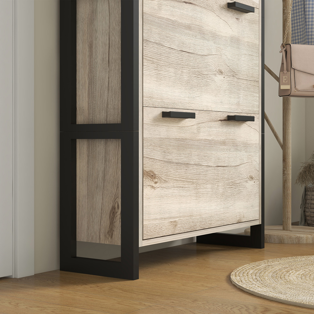 Portland 3 Drawer Natural Wood Effect Shoe Cabinet Image 3