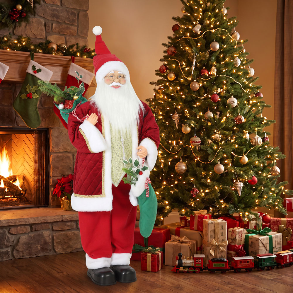 HOMCOM Singing and Dancing Santa Claus with Stocking Sack Christmas Decoration 4ft Image 3