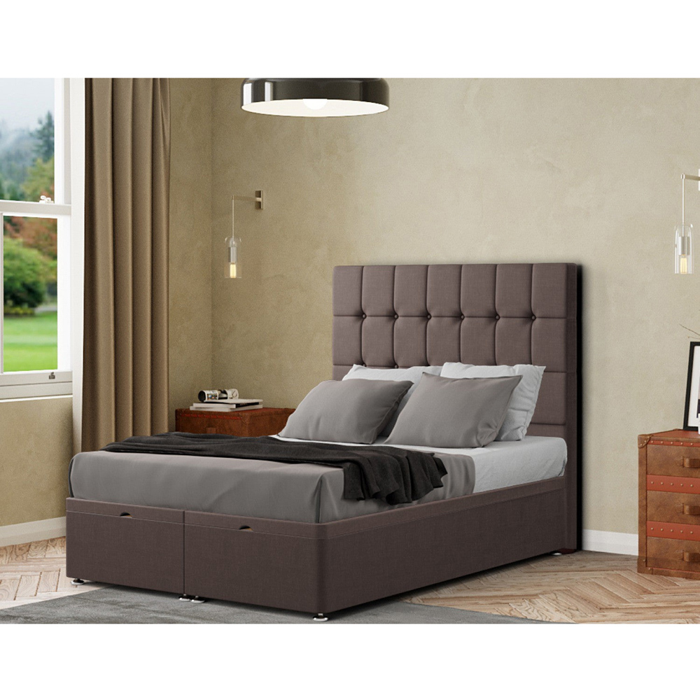 Portland Venezia Small Double Slate Malham Weave Ottoman Bed with Headboard Image 3