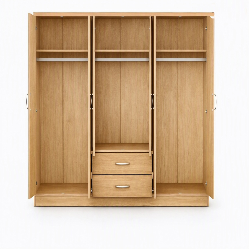TJ'S Venice 6 Door 2 Drawer Oak Wardrobe Image 3