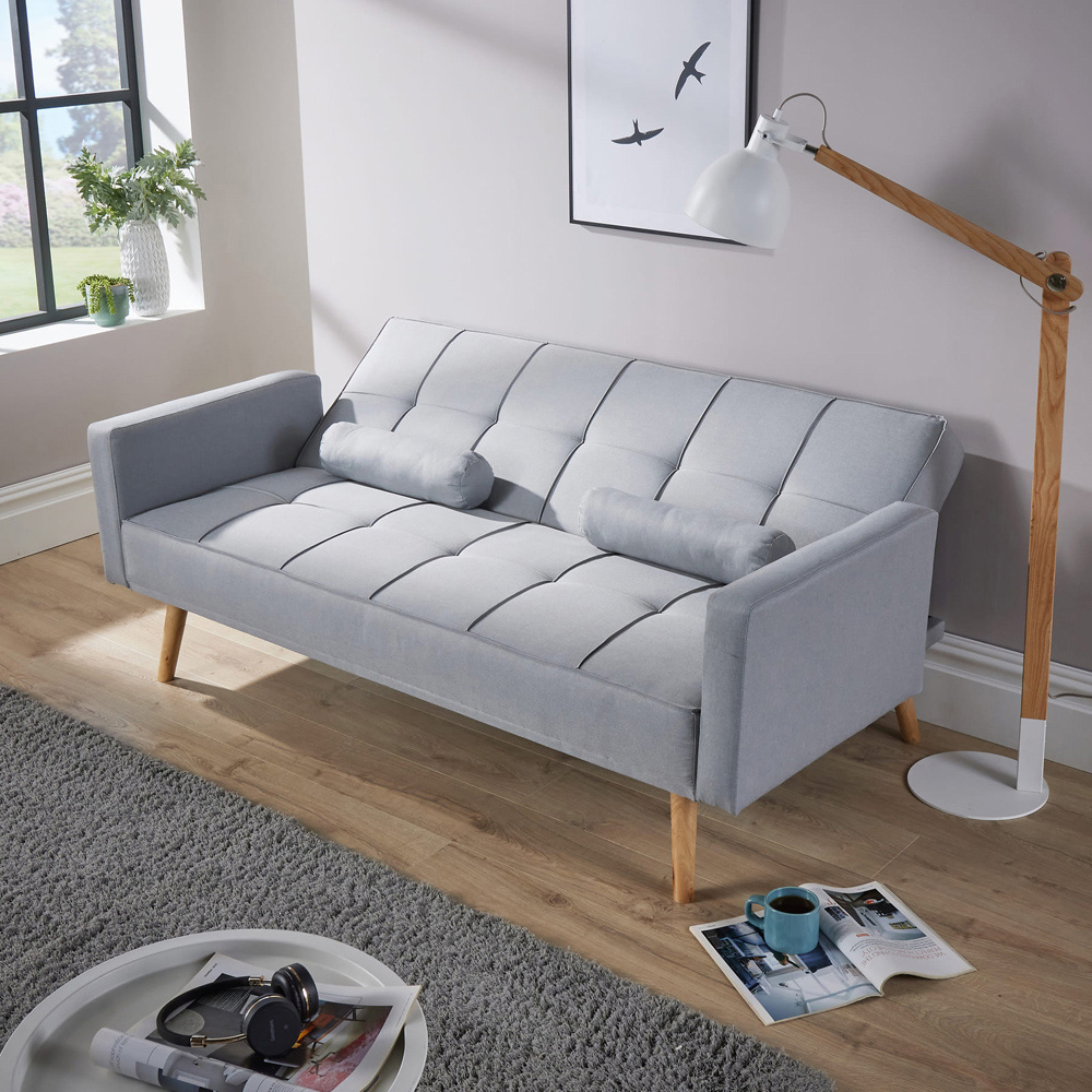 Home Source 3 Seater Folding Sofa Bed with Wooden Legs Image 3