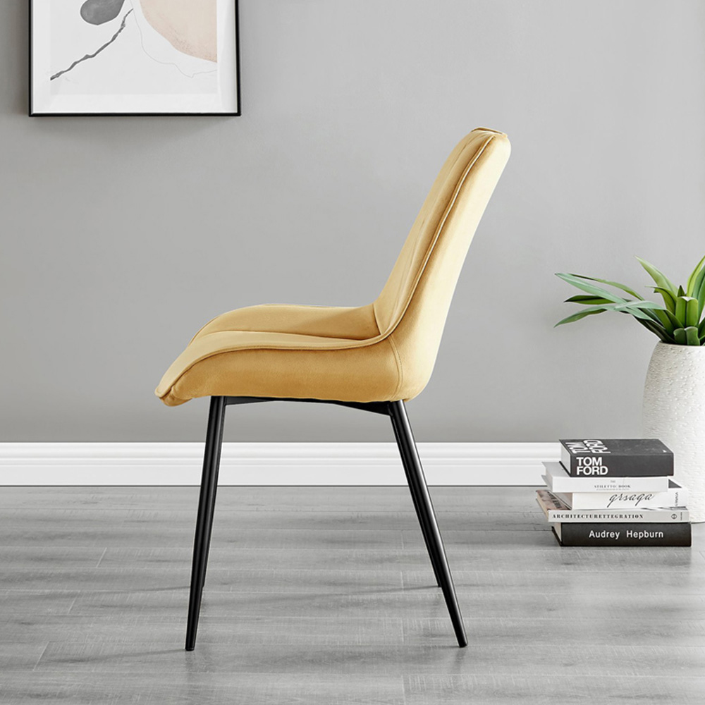 Furniturebox Arona Cesano 4 Seater Round Dining Set Mustard and Black Image 4