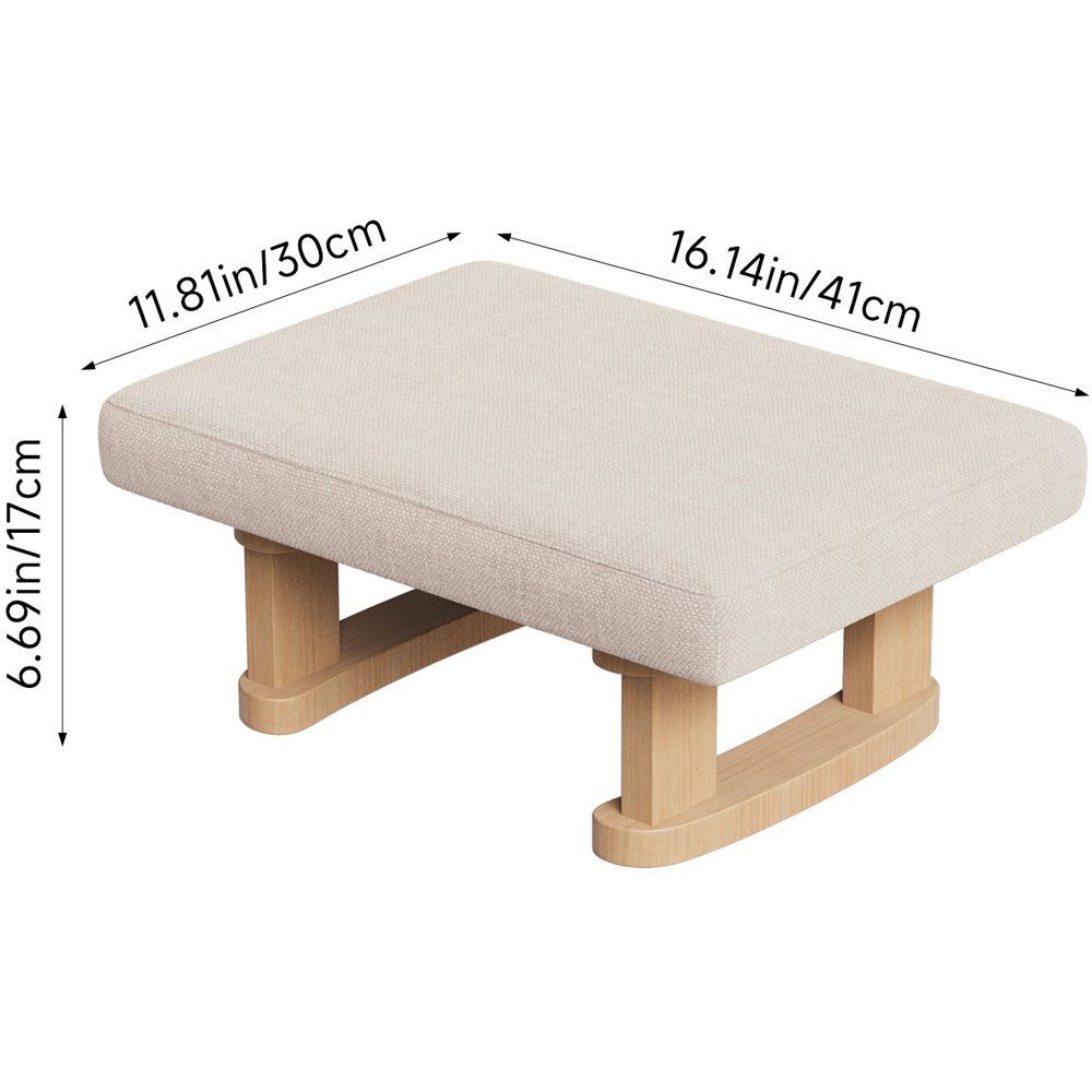 Living and Home Beige Linen Rectangle Footstool Image 9