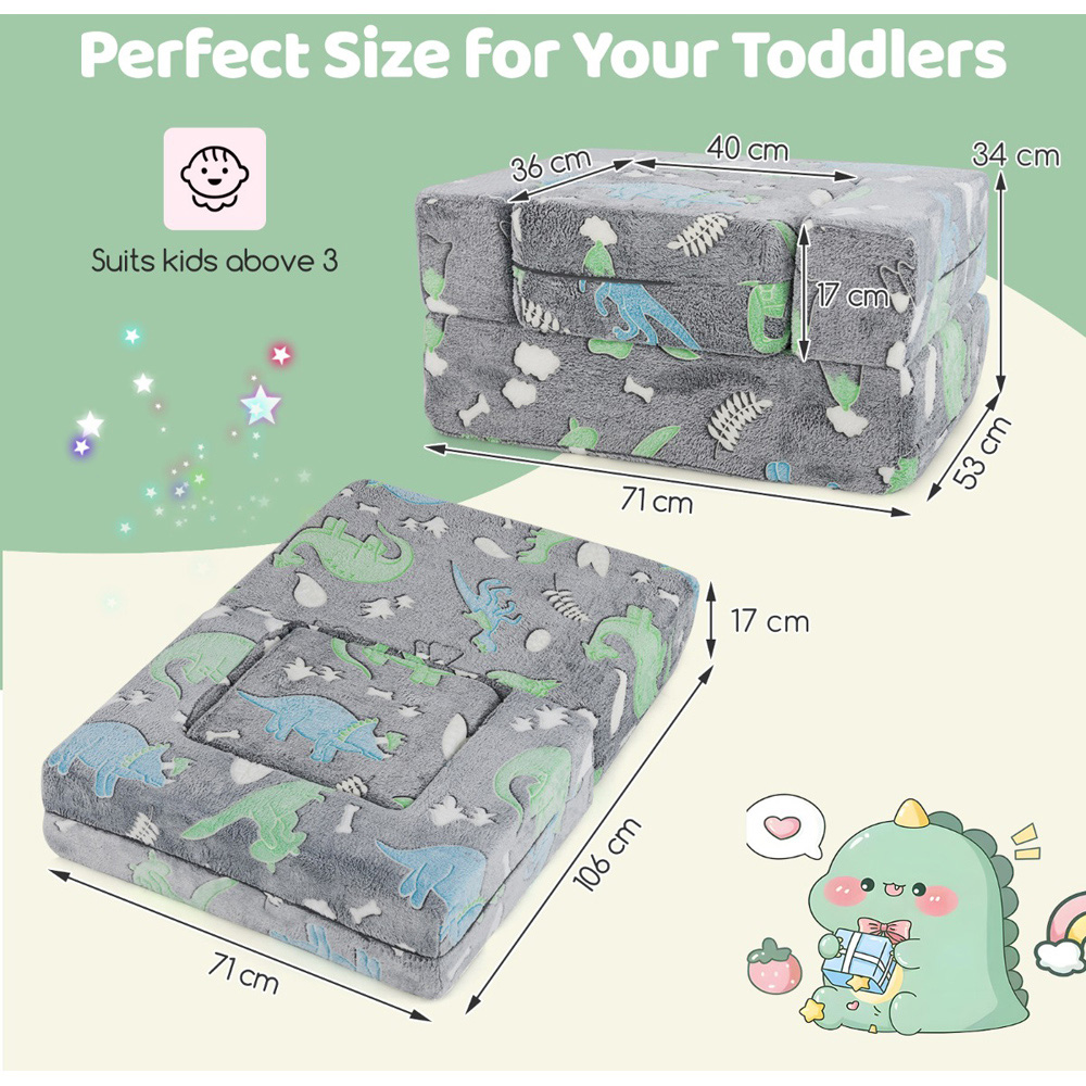 Costway Grey Toddler Play Couch with Machine Washable Cover Image 7