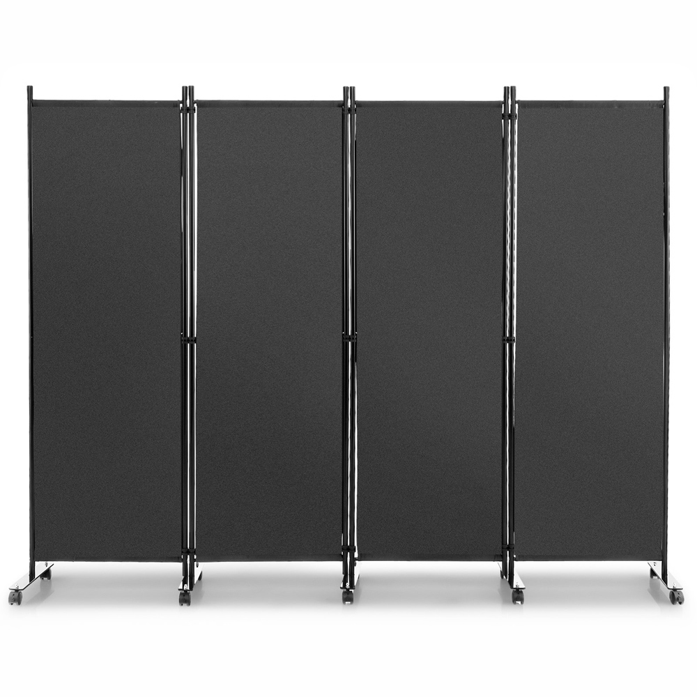 Costway 4 Panel Grey Folding Room Divider with Wheels Image 1