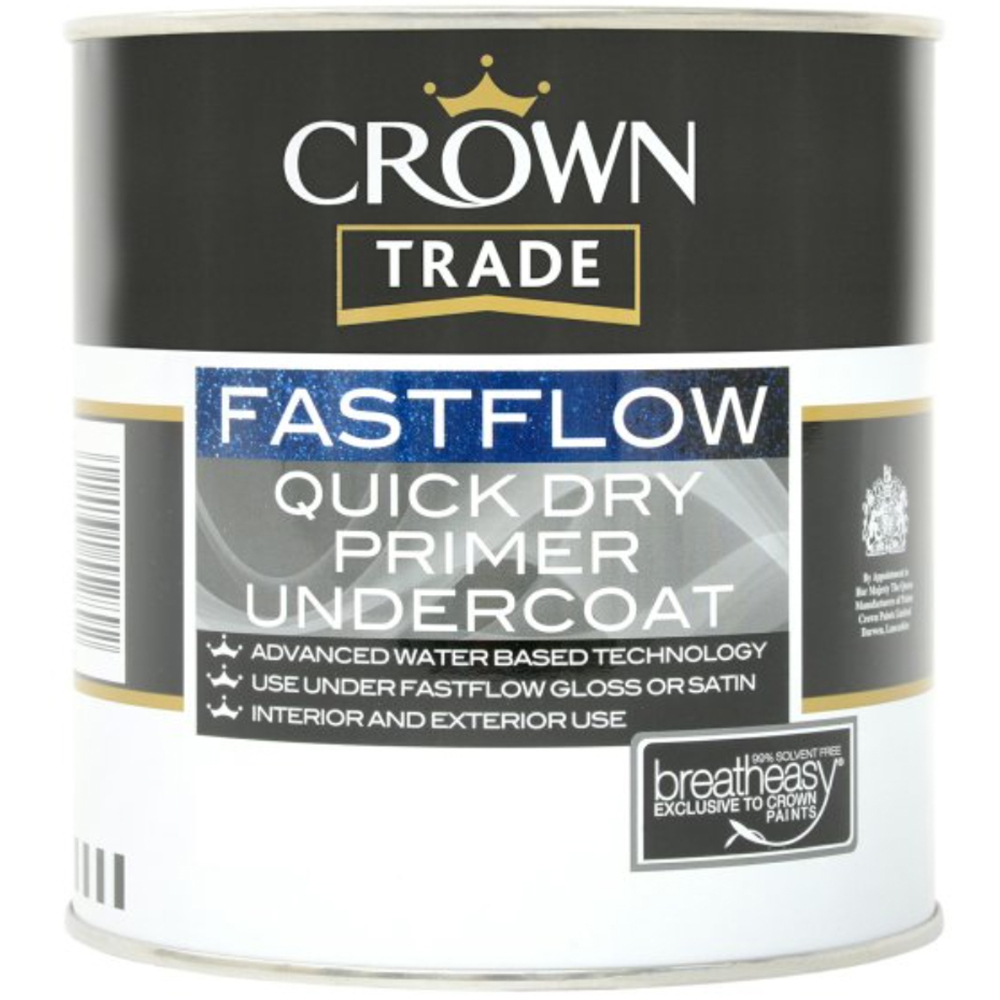 Crown Trade Fastflow Charcoal Grey Quick Dry Undercoat Primer 1L Image