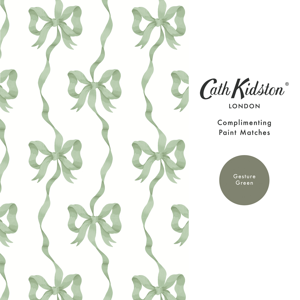 Cath Kidston Ribbon Bow Sage Wallpaper Image 4
