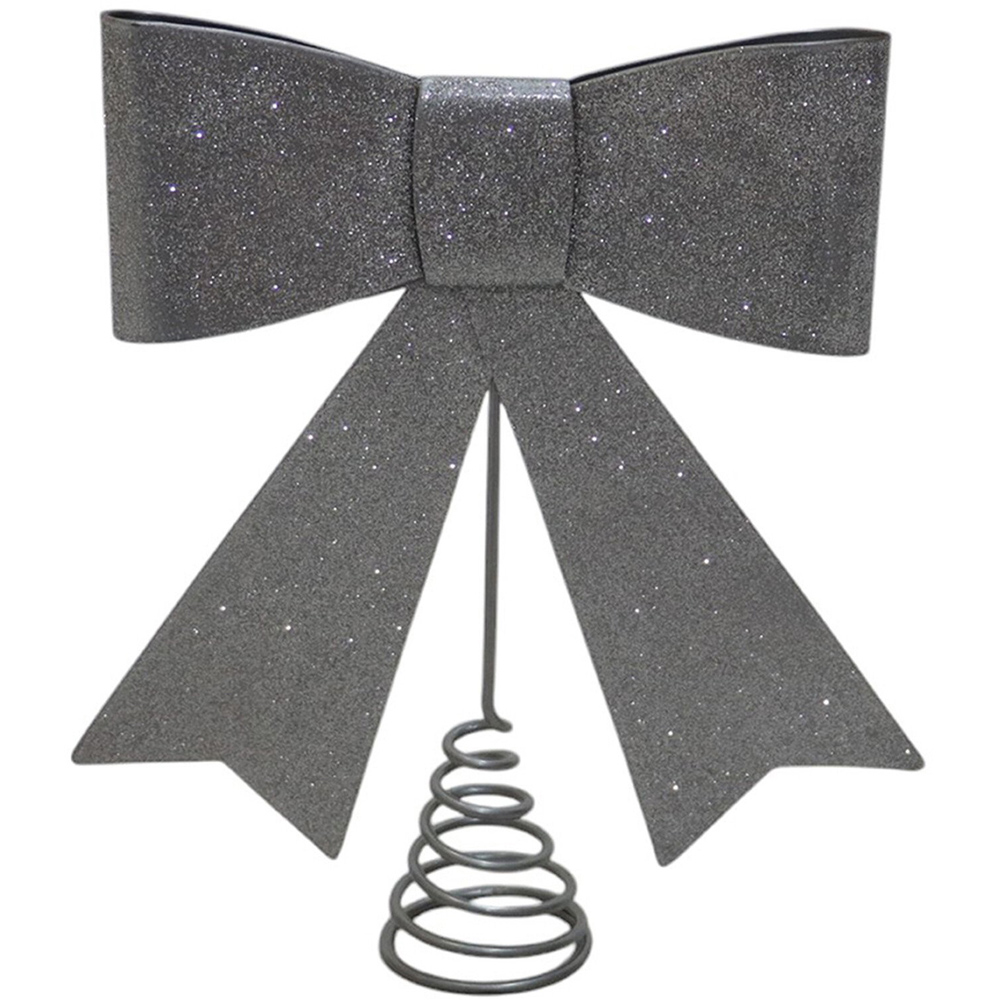 Red or Silver Metal Bow Tree Topper Red or Silver Image 3