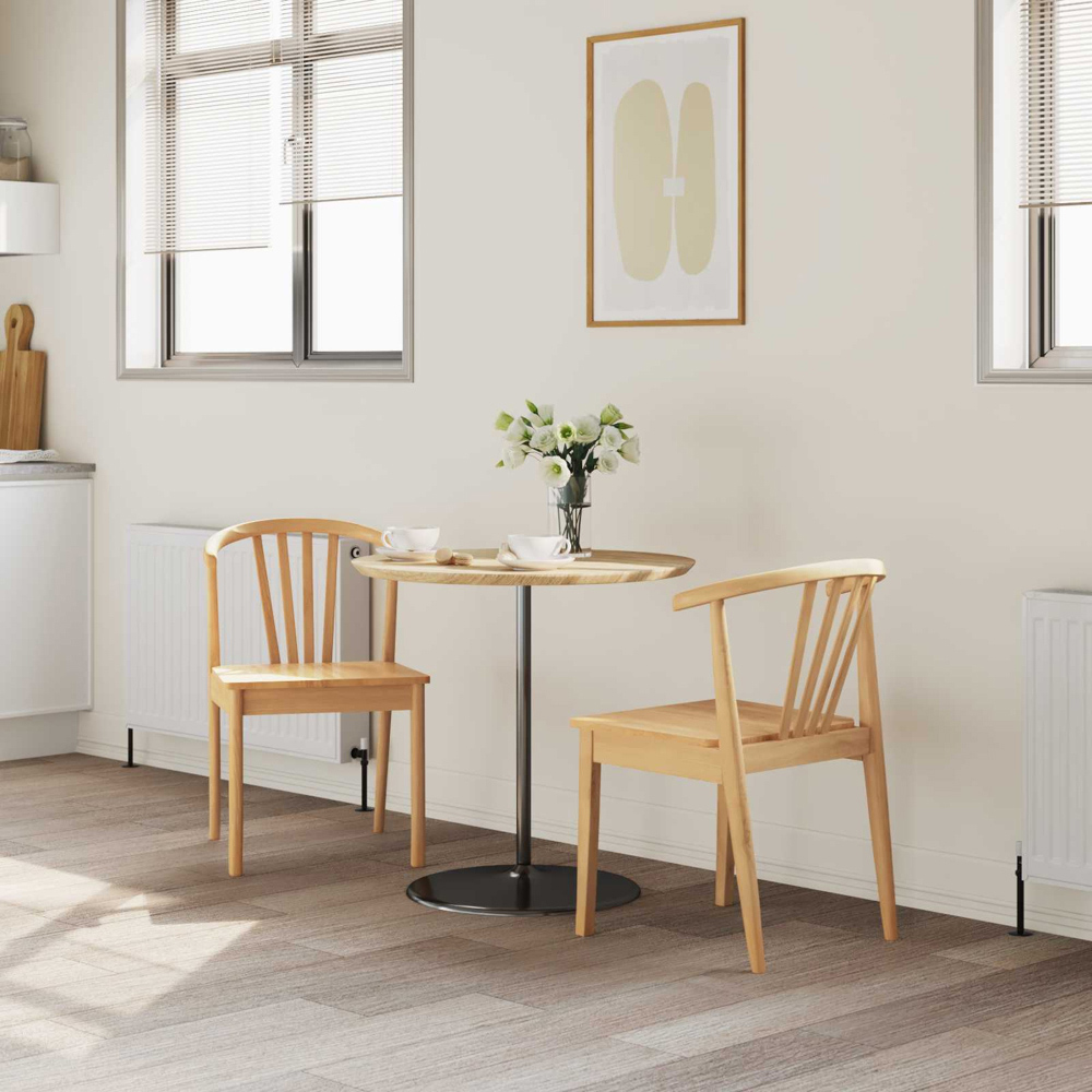 vidaXL Set of 2 Natural Solid Rubberwood Dining Chair Image 9