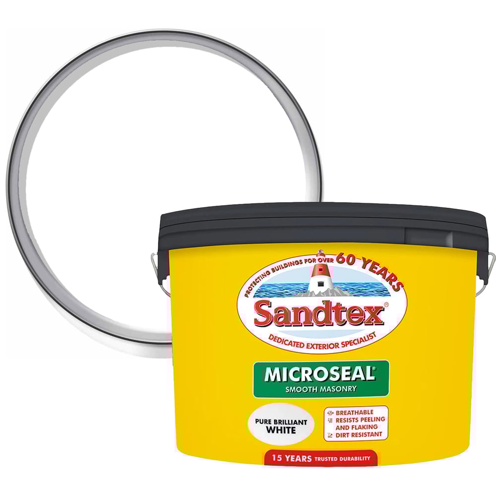 Sandtex Retail Brilliant White Microseal Masonry Paint 7.5L Image 1
