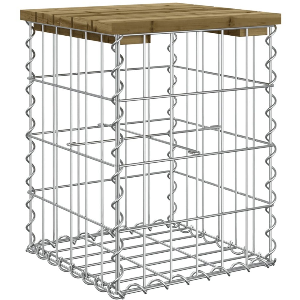 vidaXL Brown Solid Impregnated Pine Wood Gabion Design Garden Bench 33 x 31 x 42cm Image 4