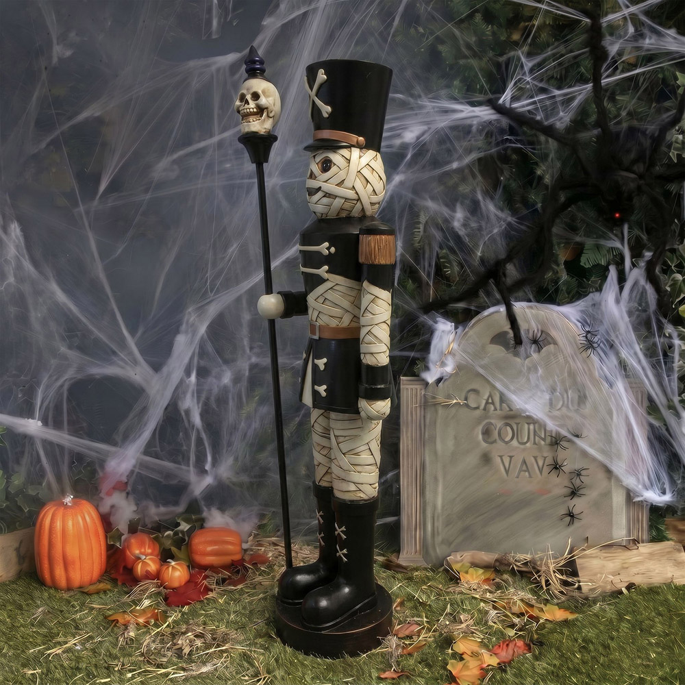 wilko Multicolour LED Halloween Mummy Nutcracker with Skull Staff 4ft Image 8