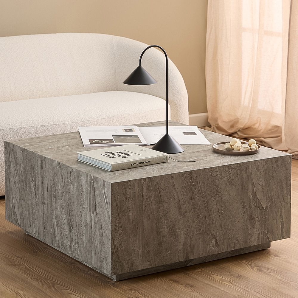 Florence Dice Grey Marble Square Coffee Table Image 1