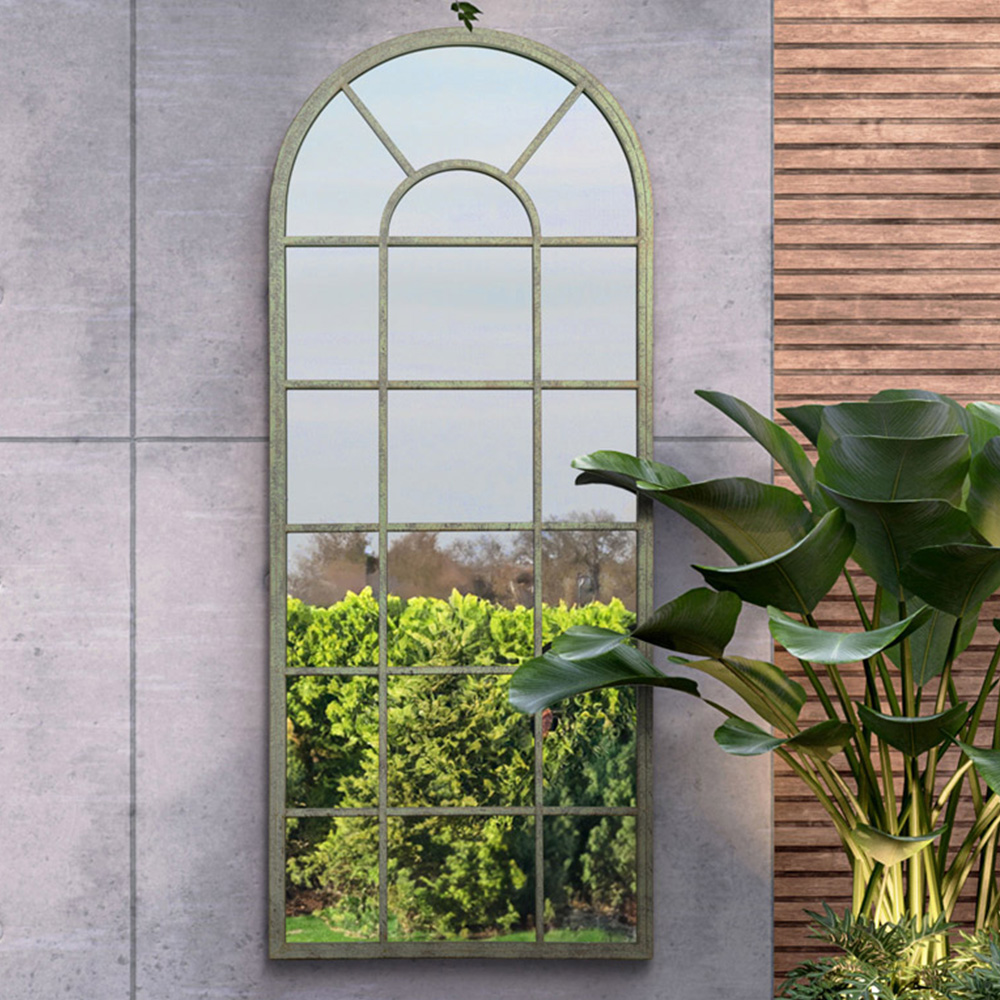 MirrorOutlet Dorset Green Country Arch Outdoor Wall Mirror 159 x 66cm Image 2