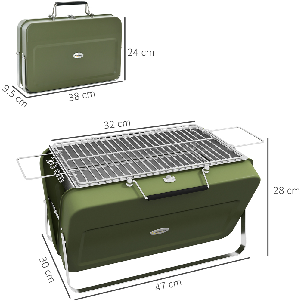 Outsunny Green Foldable Suitcase Design Mini Charcoal Barbecue Grill BBQ Image 7