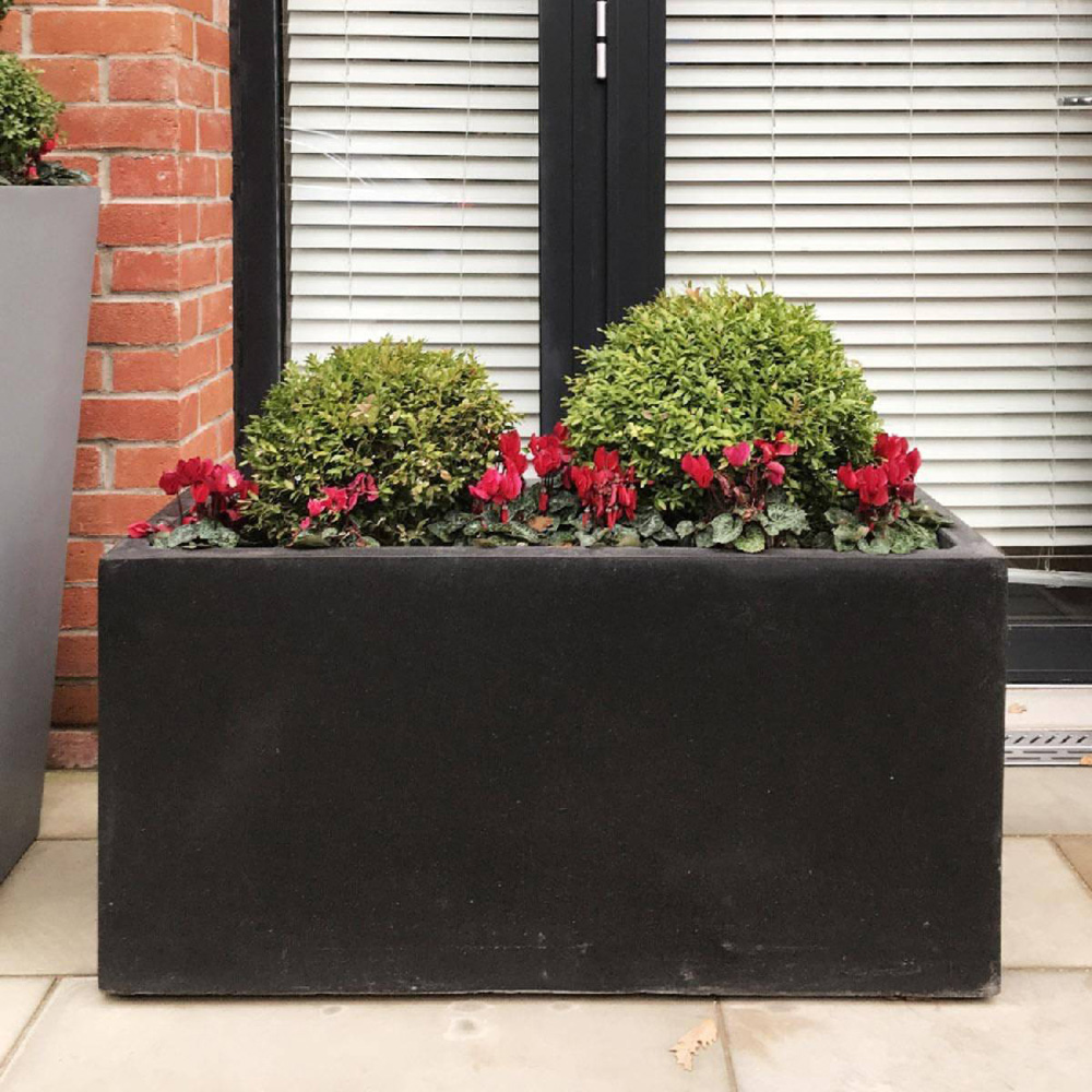 wilko Trough Black Light Concrete Outdoor Planter 41cm Image 2