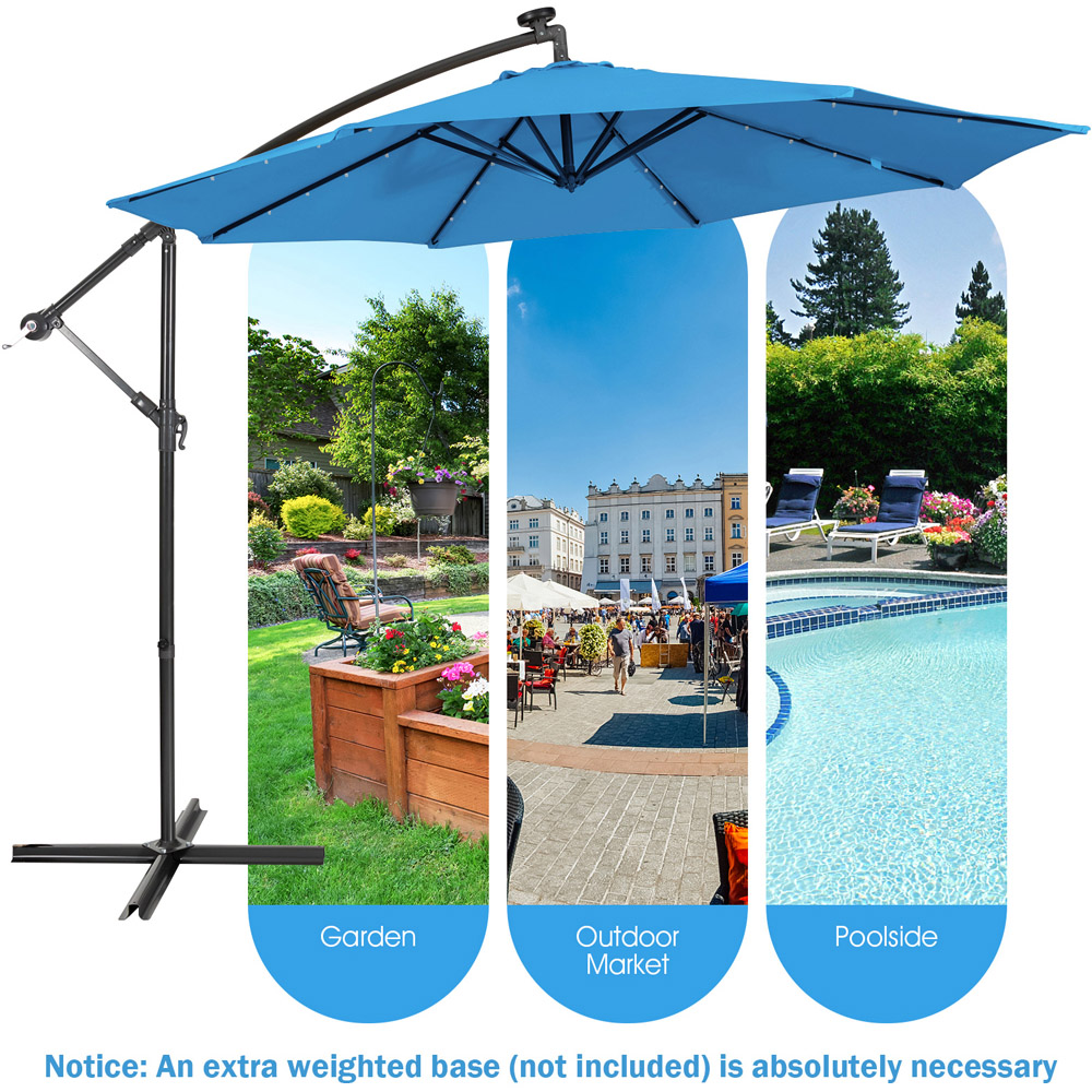Costway Blue LED Cantilever Parasol 3m Image 8