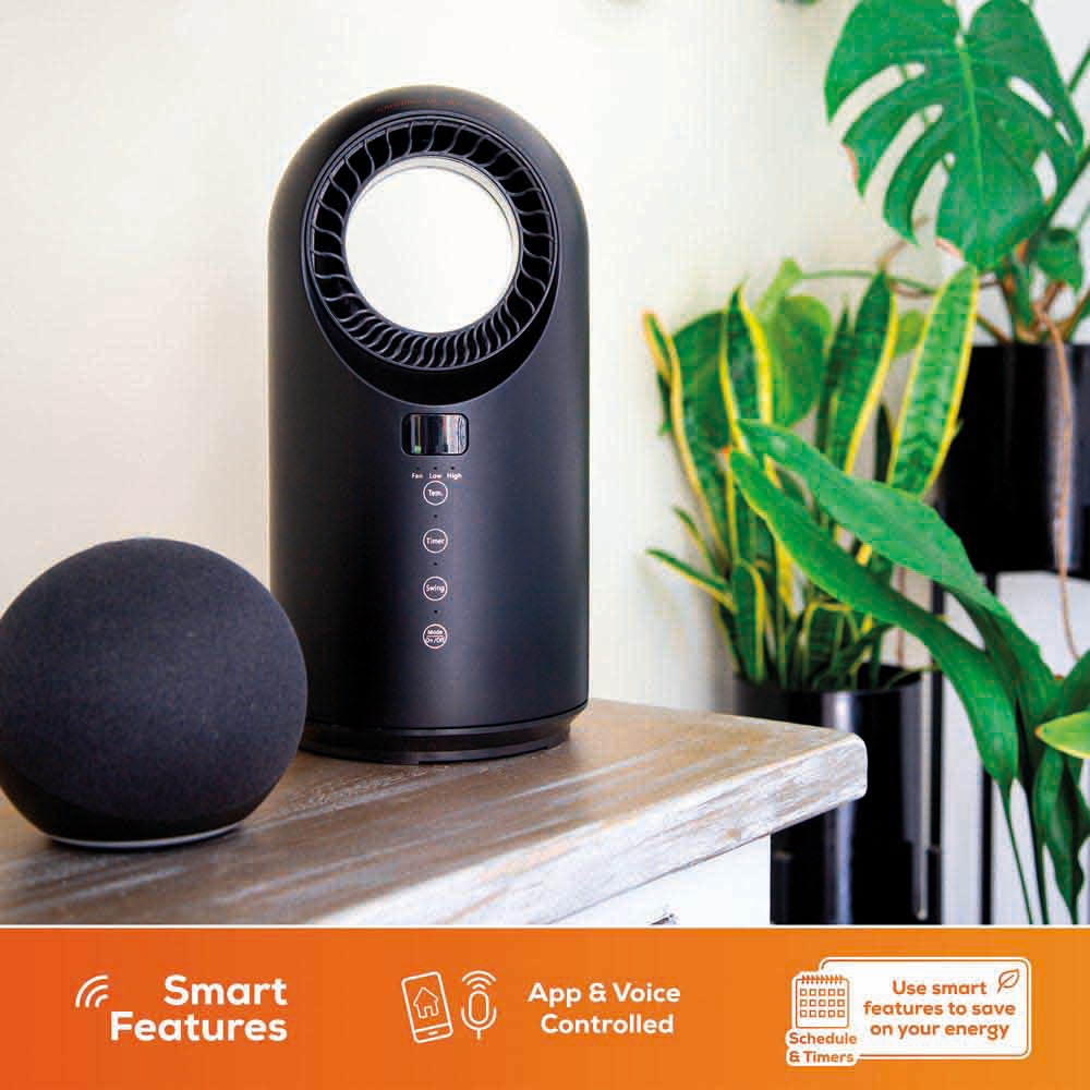 TCP Black Smart Wi-Fi Heating and Cooling Fan 1500W Image 6