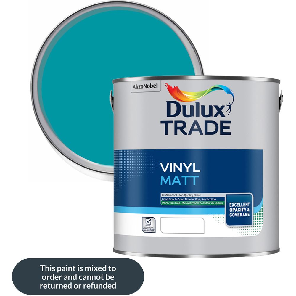 Dulux Trade Teal Touch Walls and Ceilings Vinyl Matt Paint 2.5L Image 1
