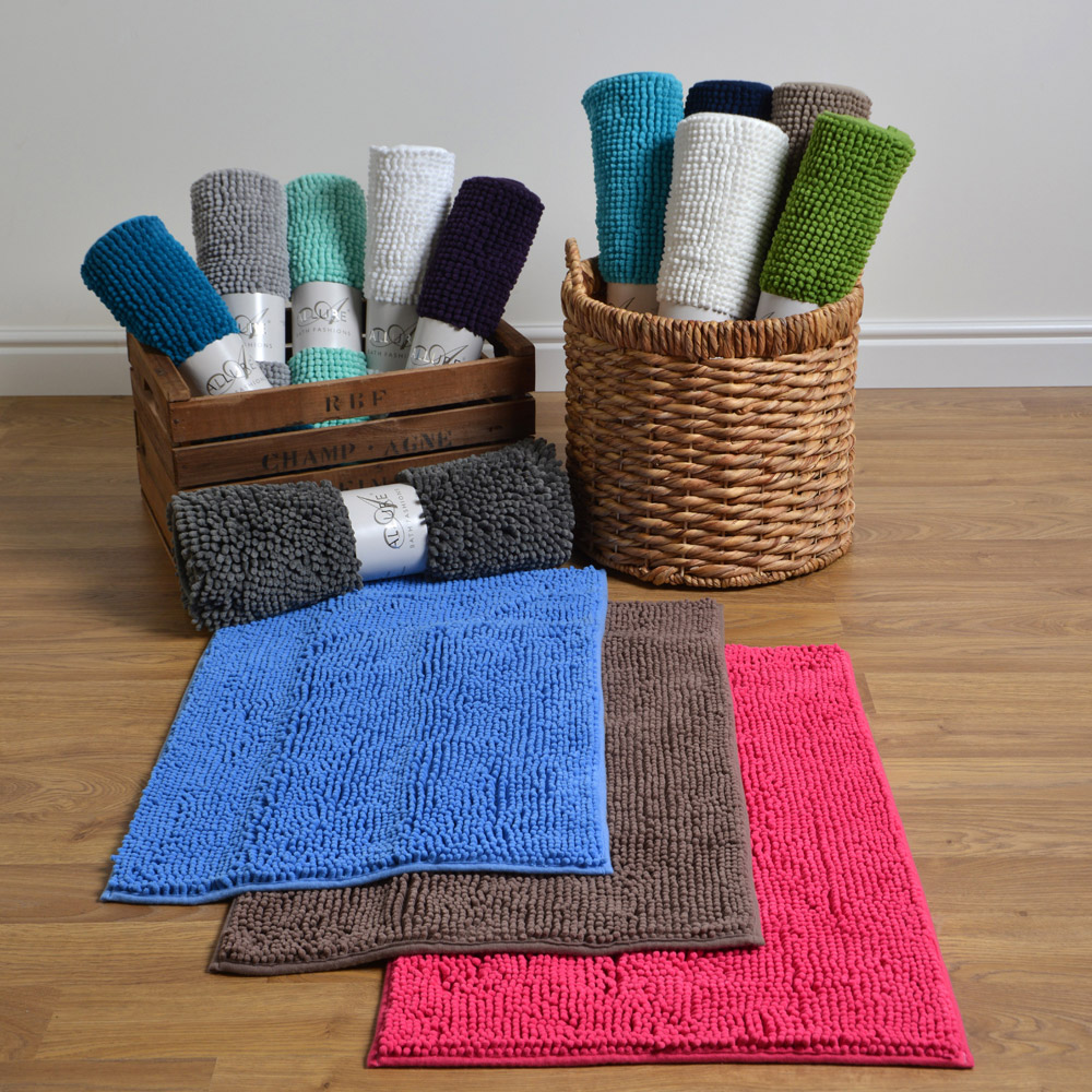 Allure Bath Fashions Black Chenille Microfibre Supersoft Non-Slip Bobble Bath Mat 60 x 90cm Image 2