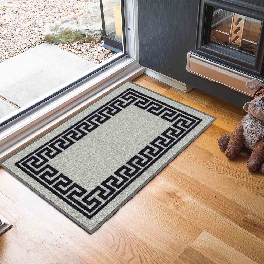 Desire Rugs Havana Grey Greek Key Anti Slip Door Mat 80 x 50cm Image 2