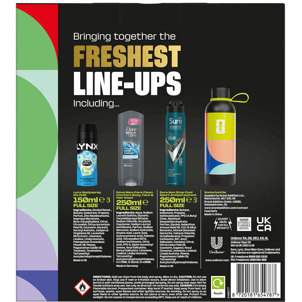 Sure FIFA Freshest Line-Ups Bodywash and Bodyspray with Water Bottle Gift Set for Him 2 Pack Image 5
