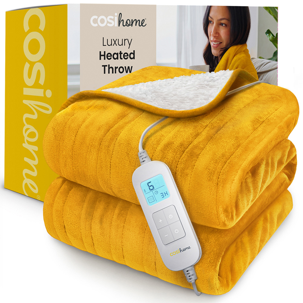 Cosi Home Mustard Fleece and Sherpa Electric Heated Throw 160 x 130cm Image 2