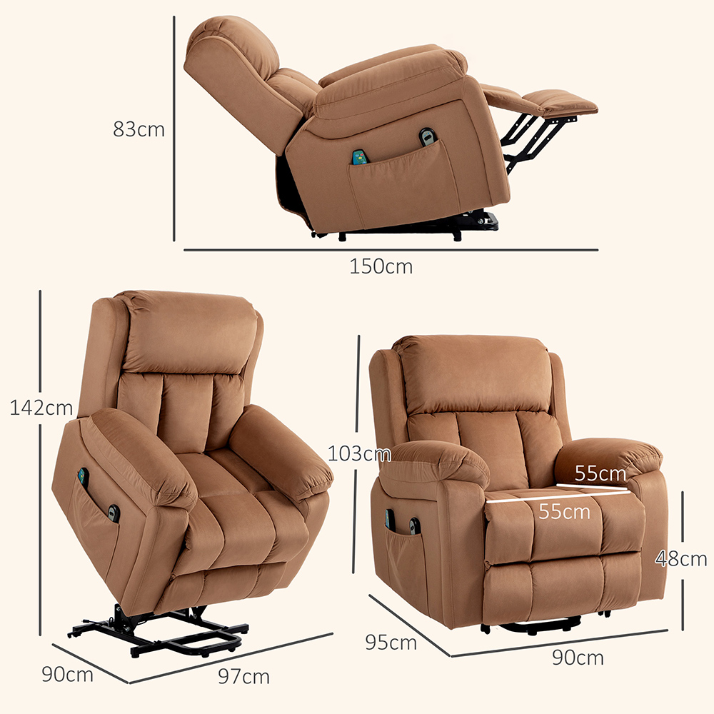 HOMCOM Brown Lift Riser and Recliner Chair with Remote Controller Image 8