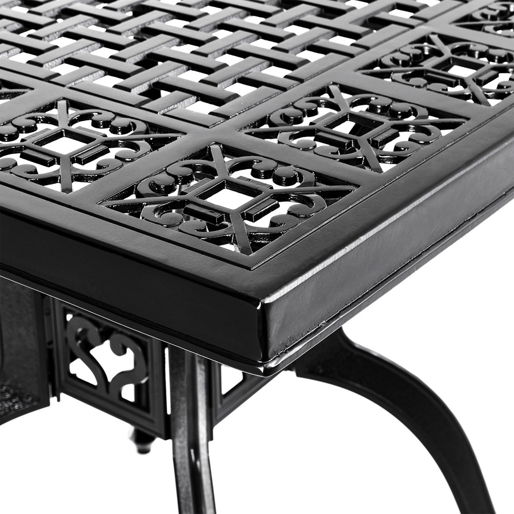 Living and Home 2 Seater Black Cast Aluminium Bistro Set Image 3