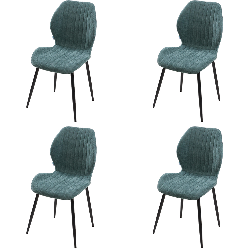 Living and Home Set of 4 Green Fabric High Back Dining Chair Image 2