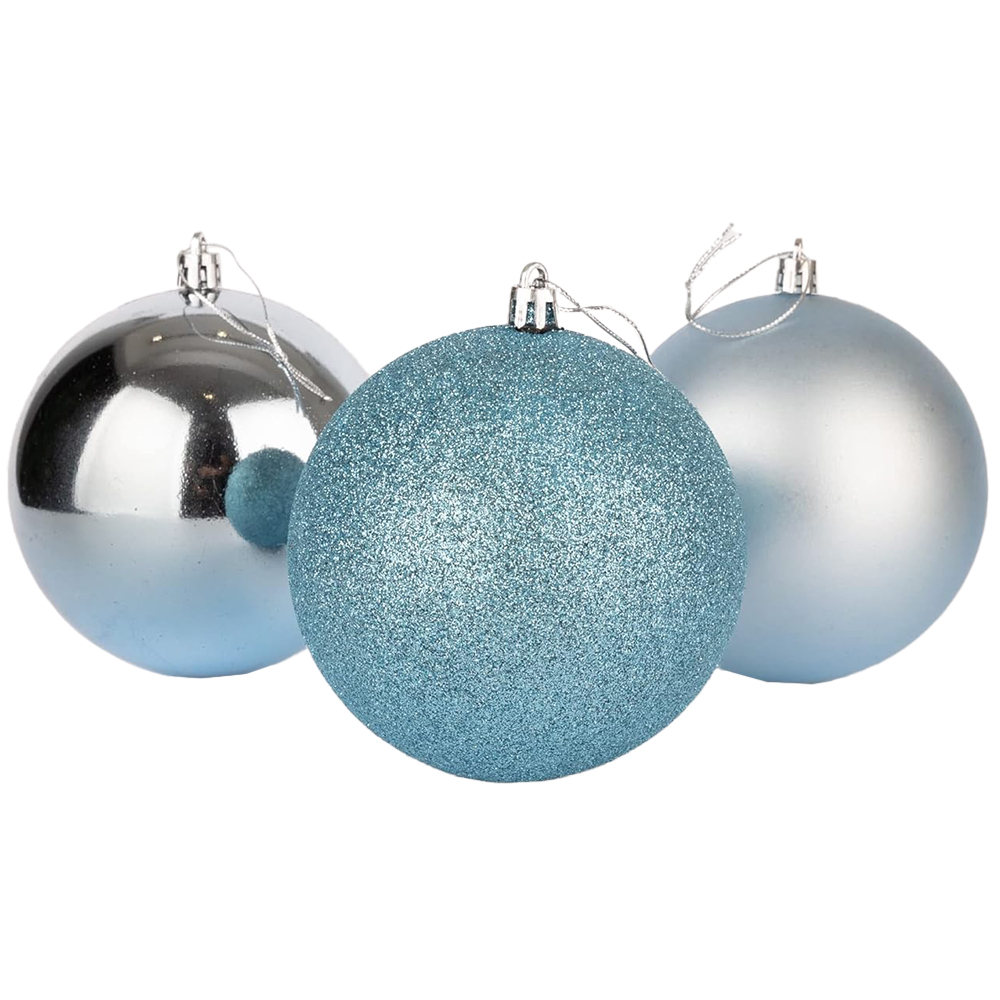 Shatchi 10cm Light Blue Shatterproof Bauble 3 Pack Image 1