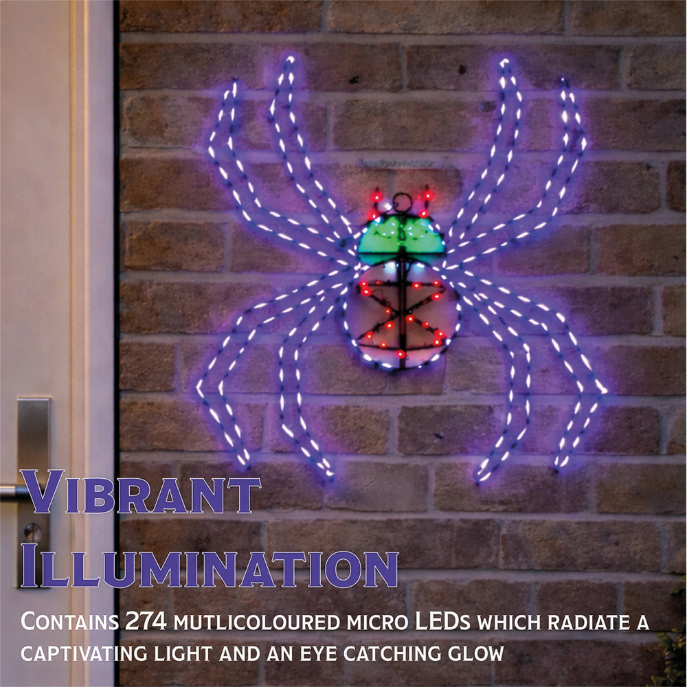 FXLab 274 Multicolour LED 2D Metal Spider Silhouette 54.5 x 3.5 x 61cm Image 5