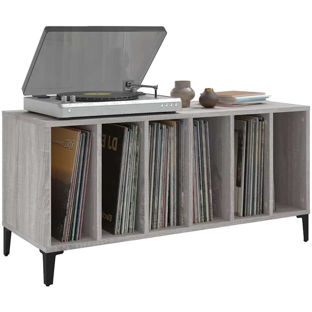 vidaXL 6 Shelf Grey Sonoma Record Cabinet Image 3