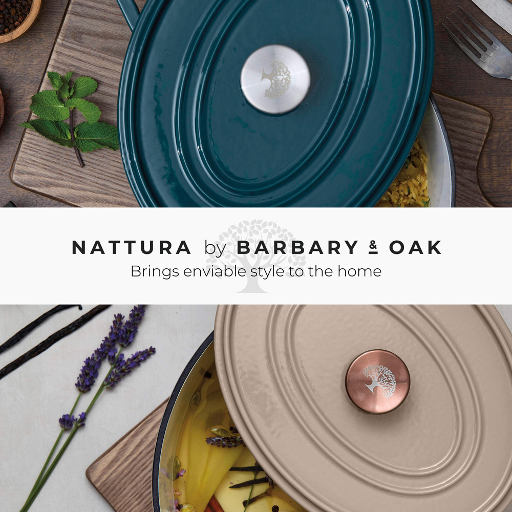 Barbary & Oak Nattura 29cm Cashmere Cast Iron Oval Casserole Dish with Lid Image 8